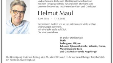 Traueranzeige Helmut Maul